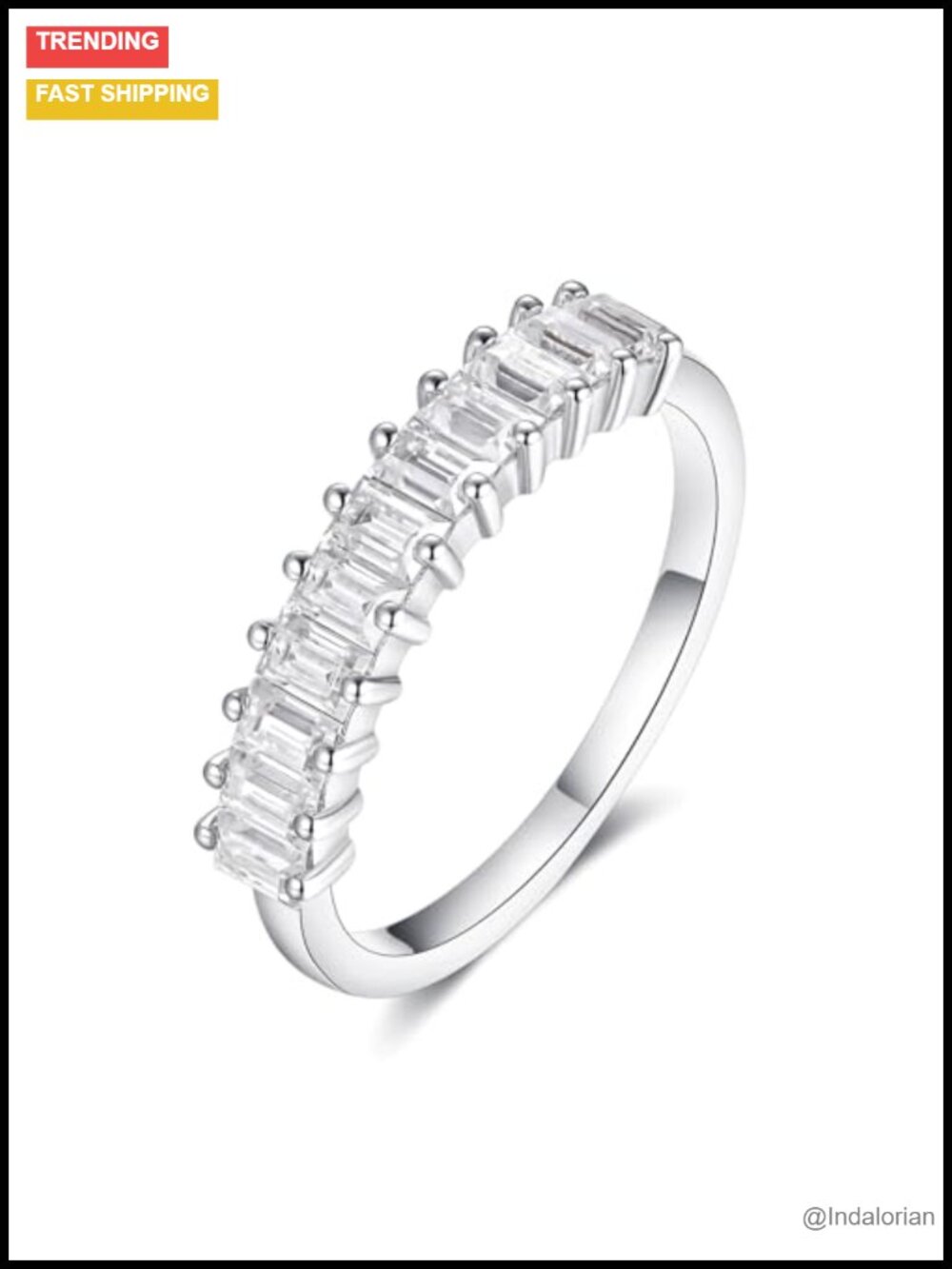 Moissanite Wedding Band 0.9 Carat Sterling Silver Stackable Eternity Ring